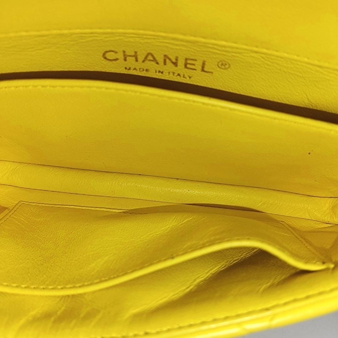 Chanel Classic Flap Extra Super Mini Yellow Lambskin Gold Hardware, 2011 10