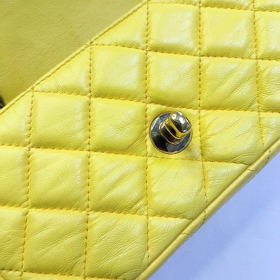 Women's Chanel Classic Flap Extra Super Mini Yellow Lambskin Gold Hardware, 2011