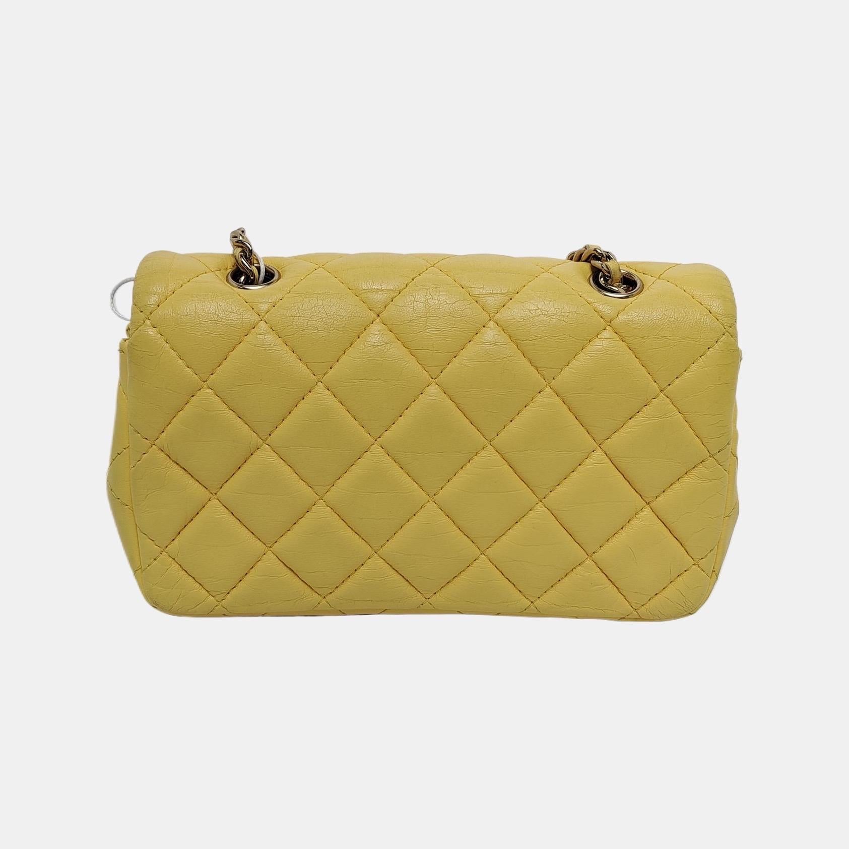 Chanel Classic Flap Extra Super Mini Yellow Lambskin Gold Hardware, 2011 4