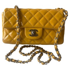 Chanel Classic Flap Rectangular Mini Yellow Patent Leather Silver Hardware
