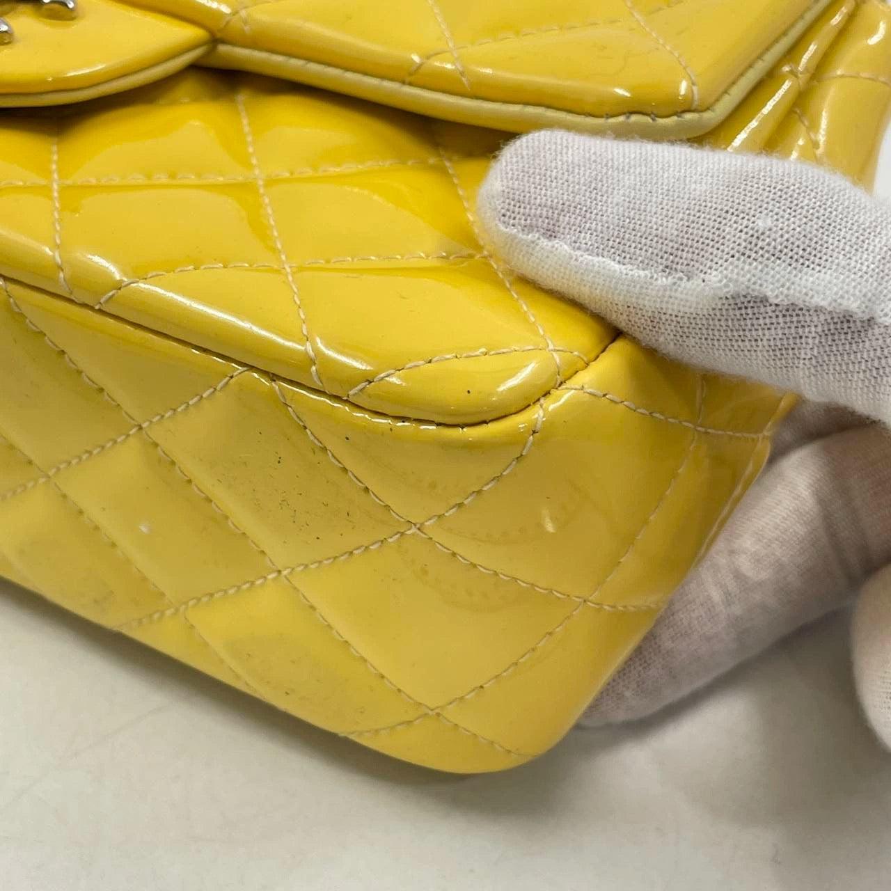 Chanel Classic Flap Rectangular Mini Yellow Patent Leather Silver HW, 2014-2015 5