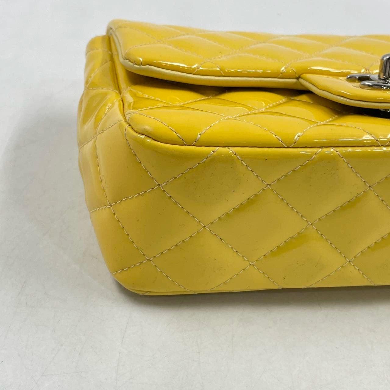 Chanel Classic Flap Rectangular Mini Yellow Patent Leather Silver HW, 2014-2015 6