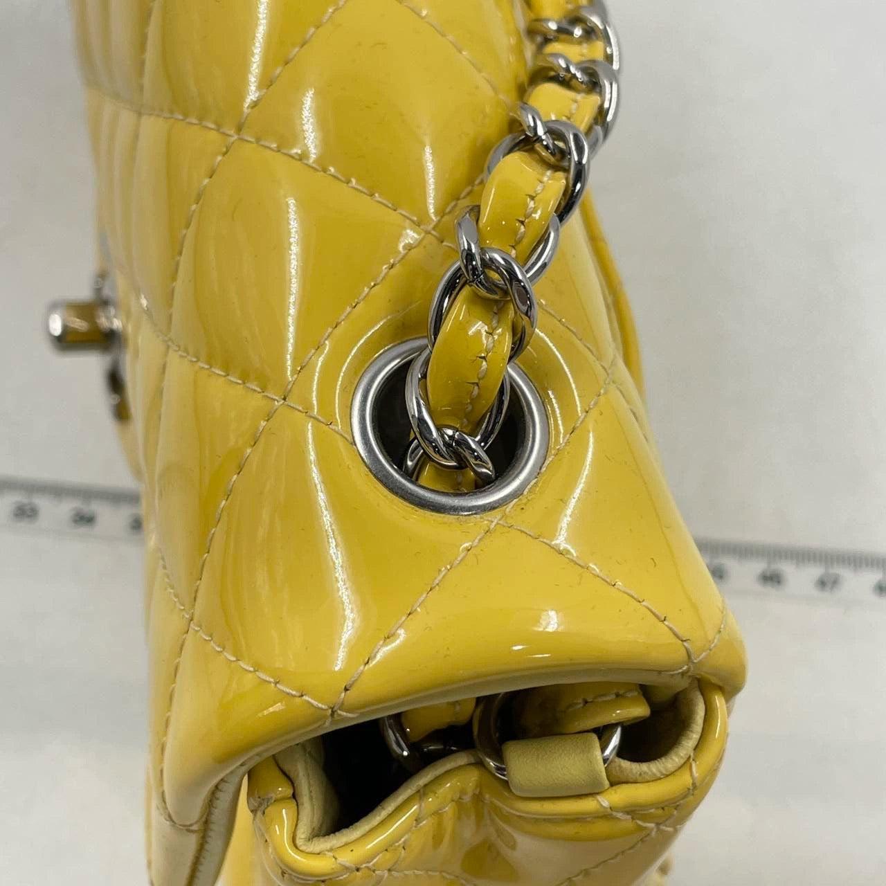 Chanel Classic Flap Rectangular Mini Yellow Patent Leather Silver HW, 2014-2015 8