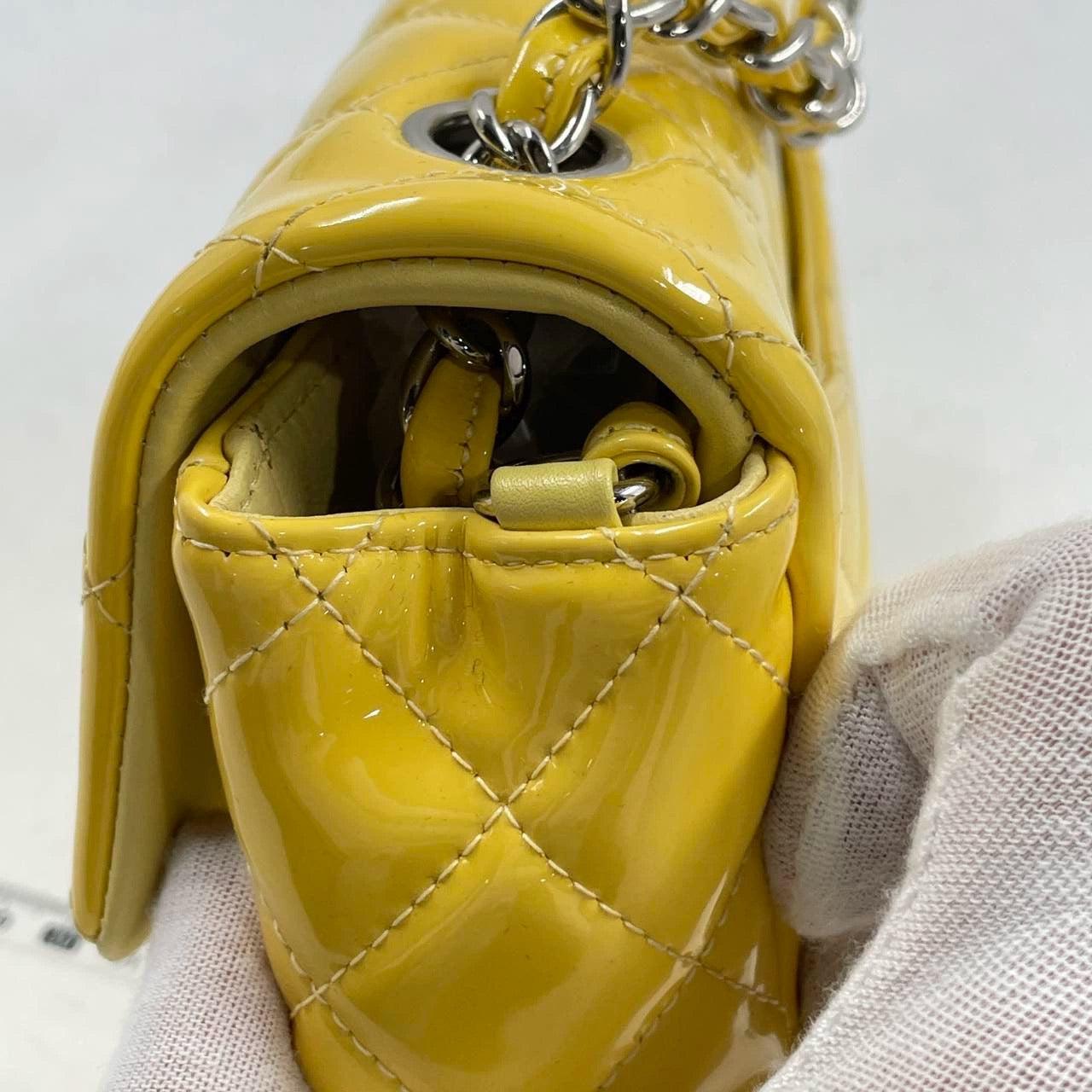 Chanel Classic Flap Rectangular Mini Yellow Patent Leather Silver HW, 2014-2015 9