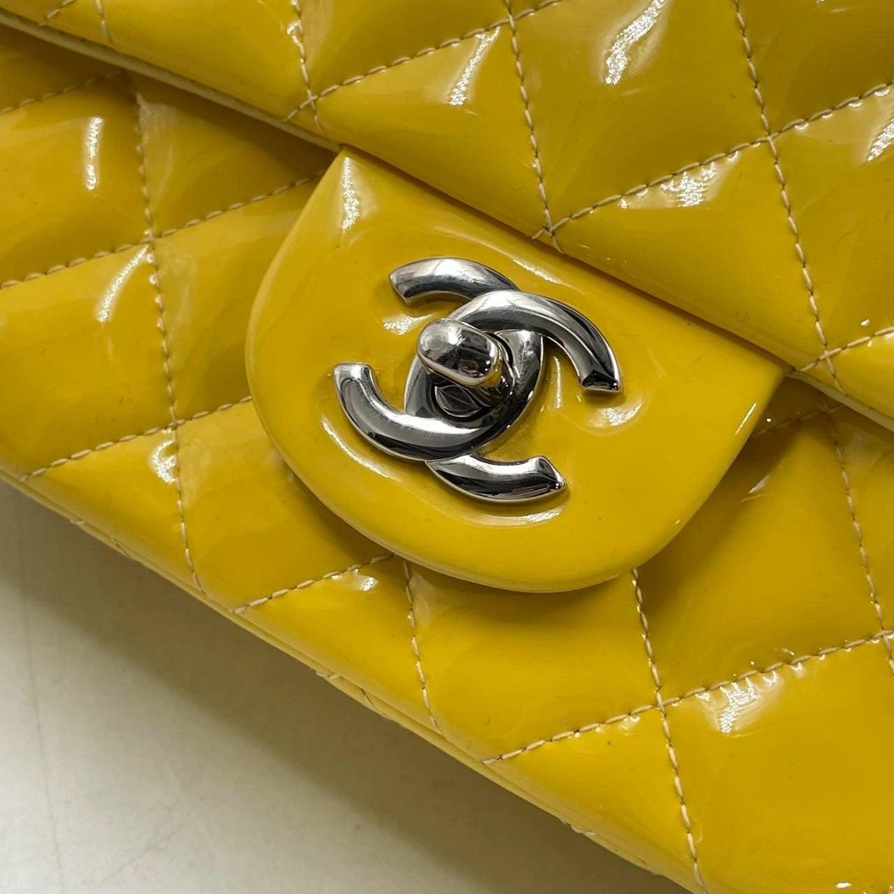 Chanel Classic Flap Rectangular Mini Yellow Patent Leather Silver HW, 2014-2015 10