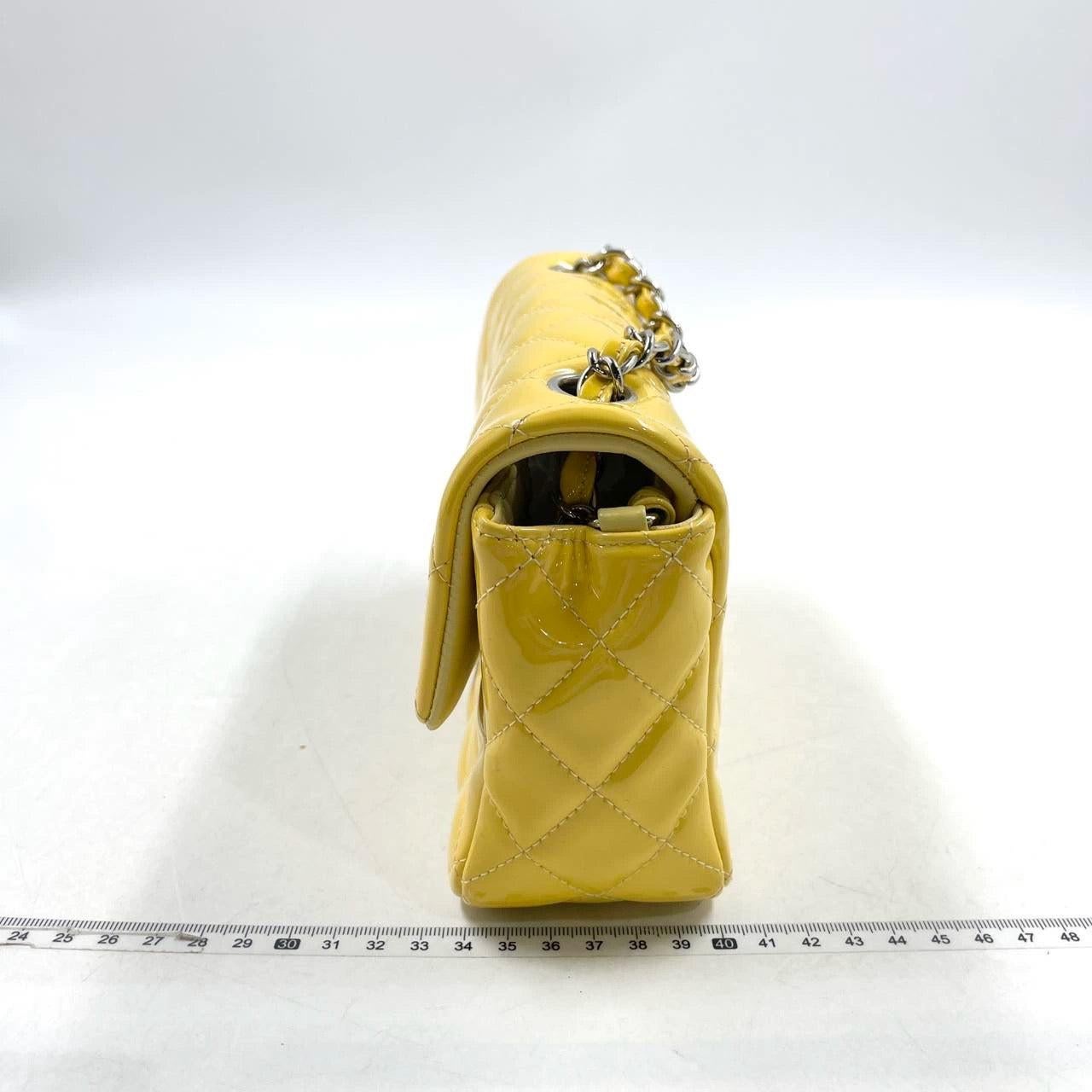 Chanel Classic Flap Rectangular Mini Yellow Patent Leather Silver HW, 2014-2015 2