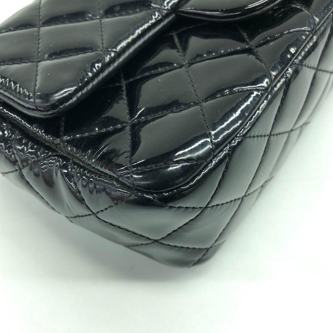 Chanel Classic Flap Rectangular Super Mini Black Patent Leather Silver Hardware For Sale 6