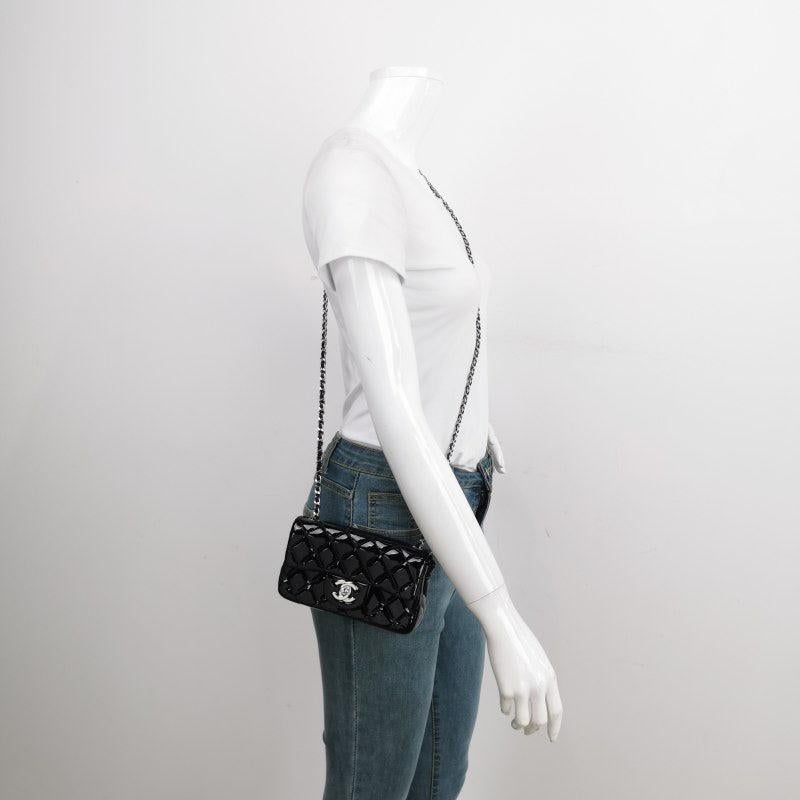 Chanel Classic Flap Rectangular Super Mini Black Patent Leather Silver ...