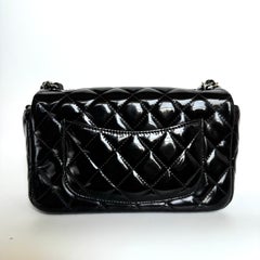 Chanel Classic Flap Rectangular Mini Black Patent Leather Silver Hardware