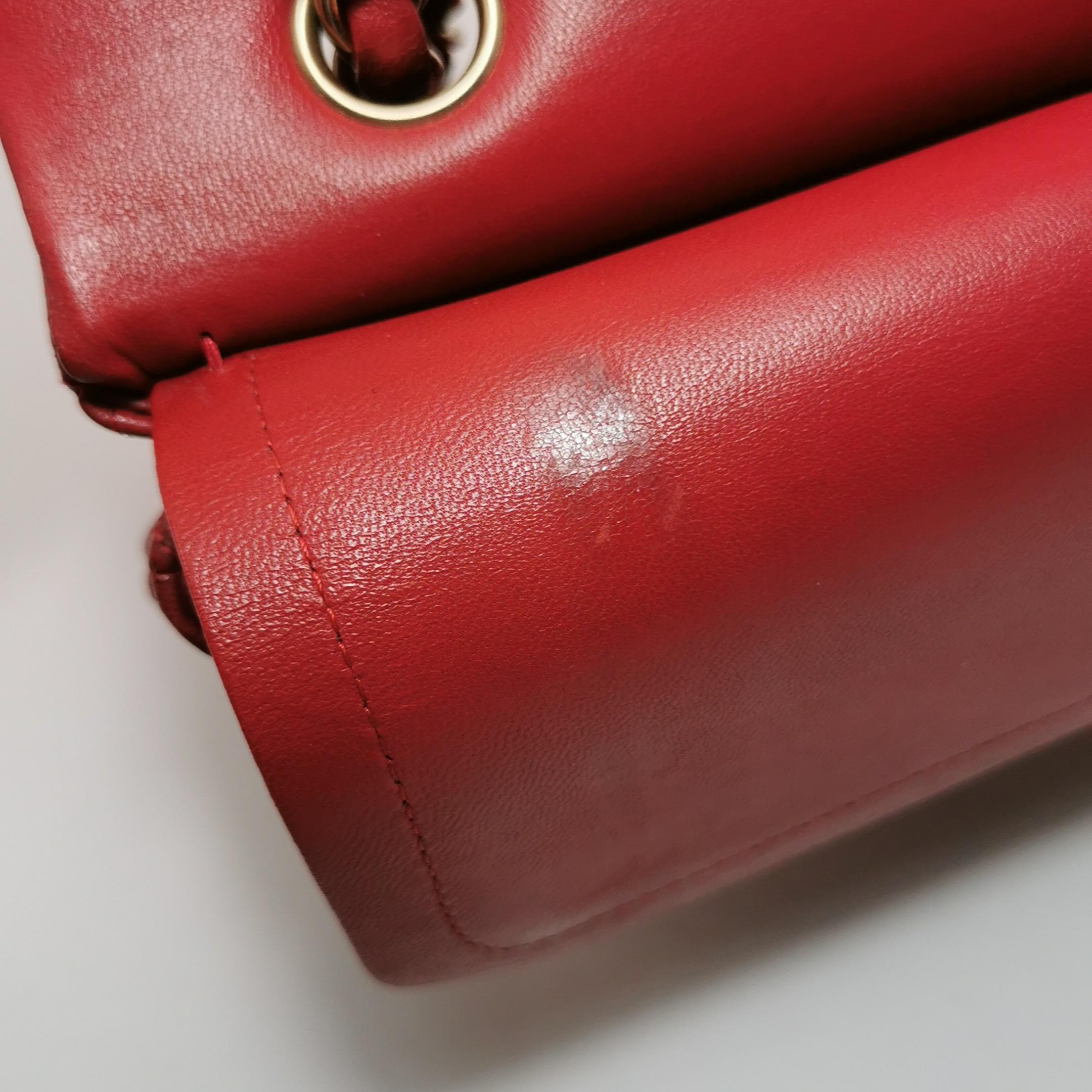 Chanel Classic Flap Red Lambskin Leather Double Flap Gold Hardware For Sale 13
