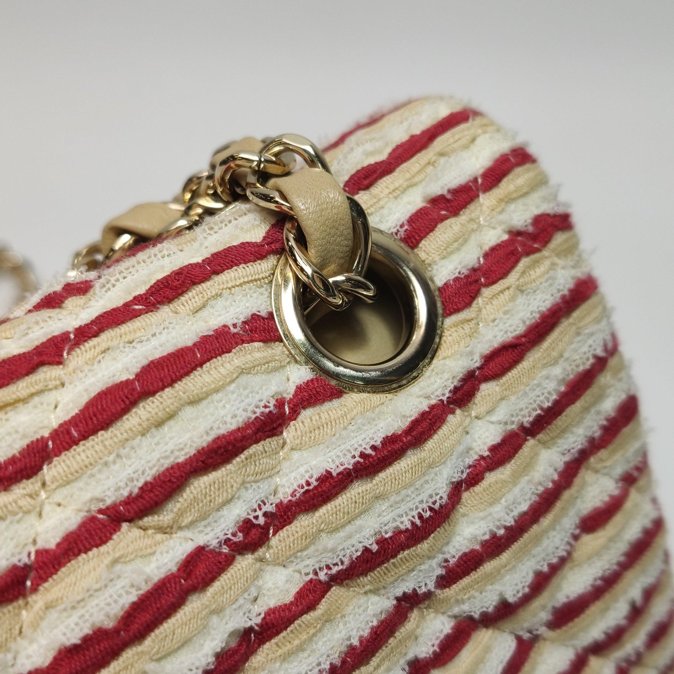 Chanel Classic Flap Rosso Bianco a righe Medium Jersey Coco Sailor in vendita 9