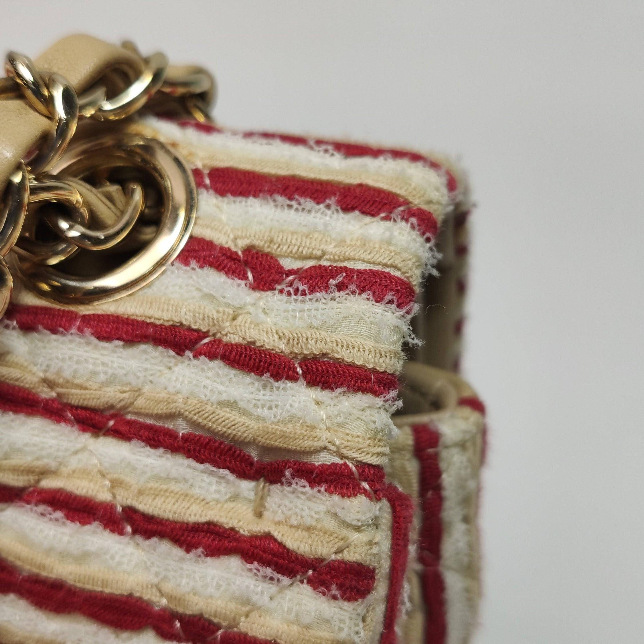 Chanel Classic Flap Rosso Bianco a righe Medium Jersey Coco Sailor in vendita 10