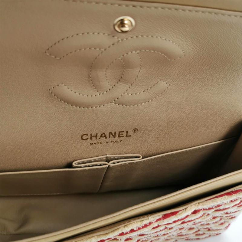 Chanel Classic Flap Rosso Bianco a righe Medium Jersey Coco Sailor in vendita 1