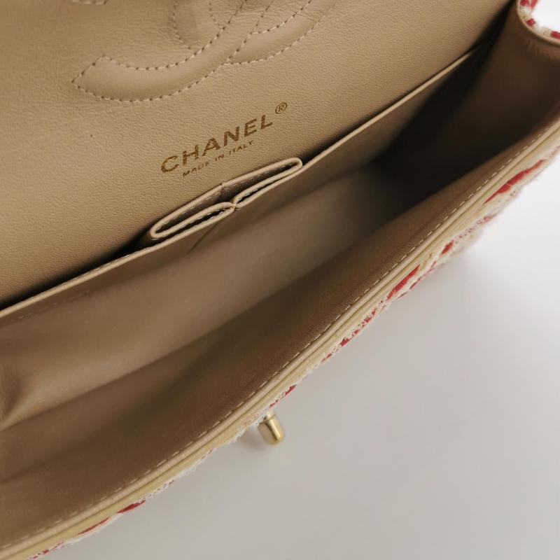 Chanel Classic Flap Rosso Bianco a righe Medium Jersey Coco Sailor in vendita 2