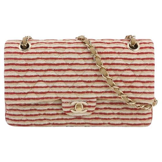 Chanel Classic Flap Red White Striped Medium Jersey Coco Sailor
