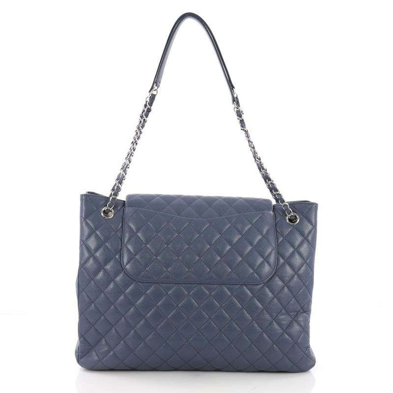 Chanel Classic Flap Shopping Tote Quilted Caviar Large In Good Condition In NY, NY