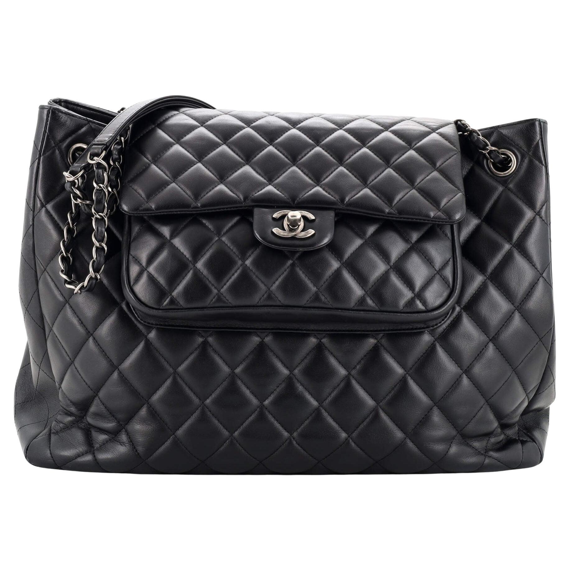 Chanel Classic Flap Shopping Tote Quilted Caviar Large