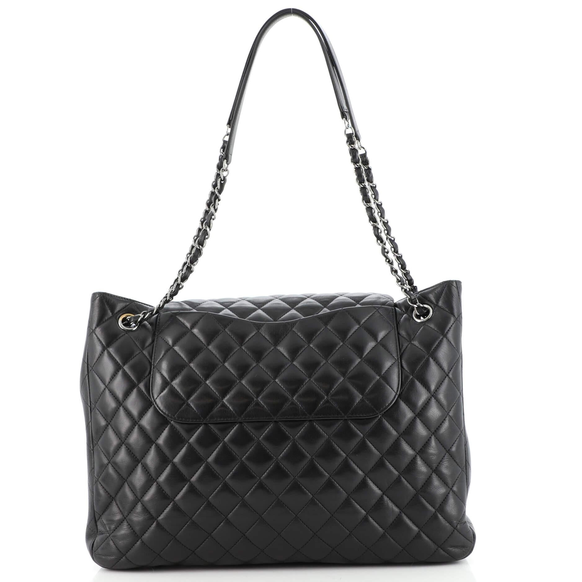 Chanel Classic Flap Shopping Tote Quilted Lambskin Large In Good Condition In NY, NY