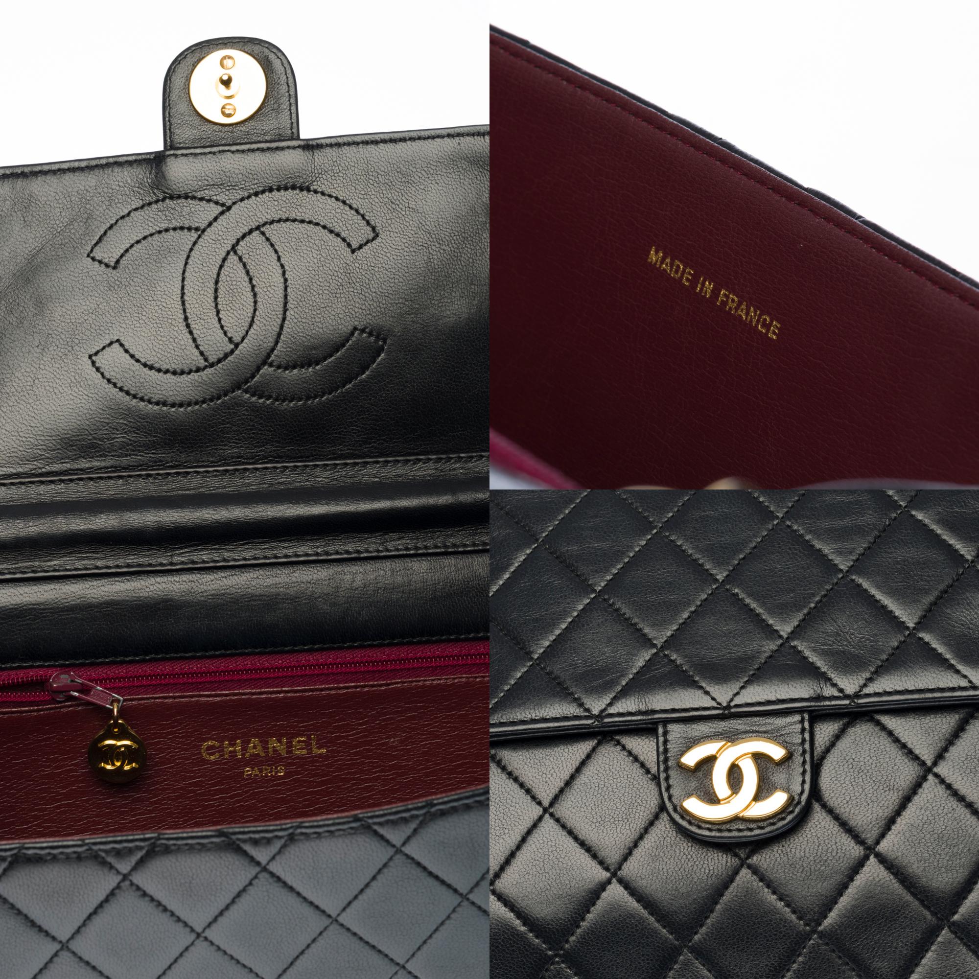 Women's Chanel Classic Flap shoulder bag in black quilted lambskin and gold hardware