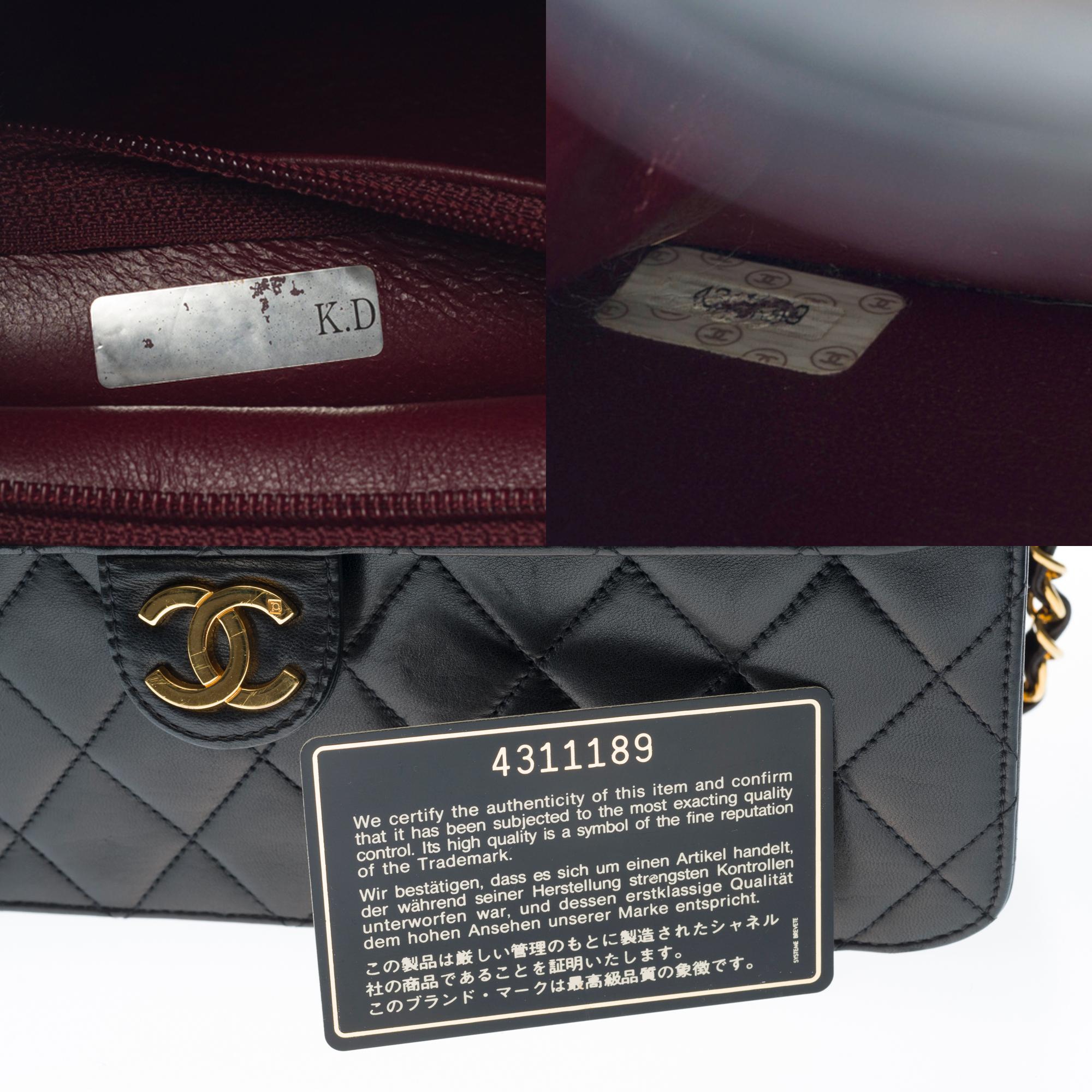 Chanel Classic shoulder Flap bag in black quilted lambskin and gold hardware 2