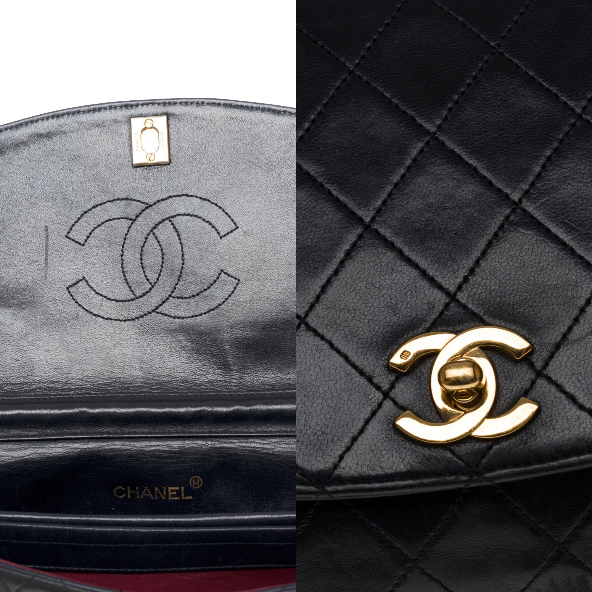Women's Chanel Classic Flap shoulder bag in black quilted lambskin, GHW