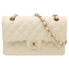 Chanel Classic Flap Small Bag White Lambskin Gold Hardware 2021