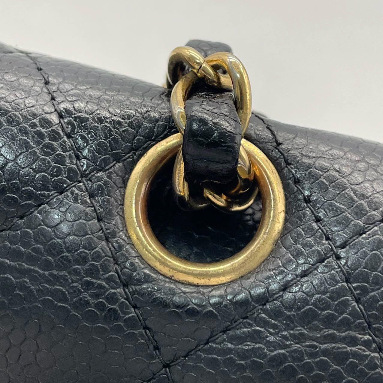 Chanel Classic Flap Small Black Caviar Leather with 24k Gold Hardware, 2004-2005 For Sale 7