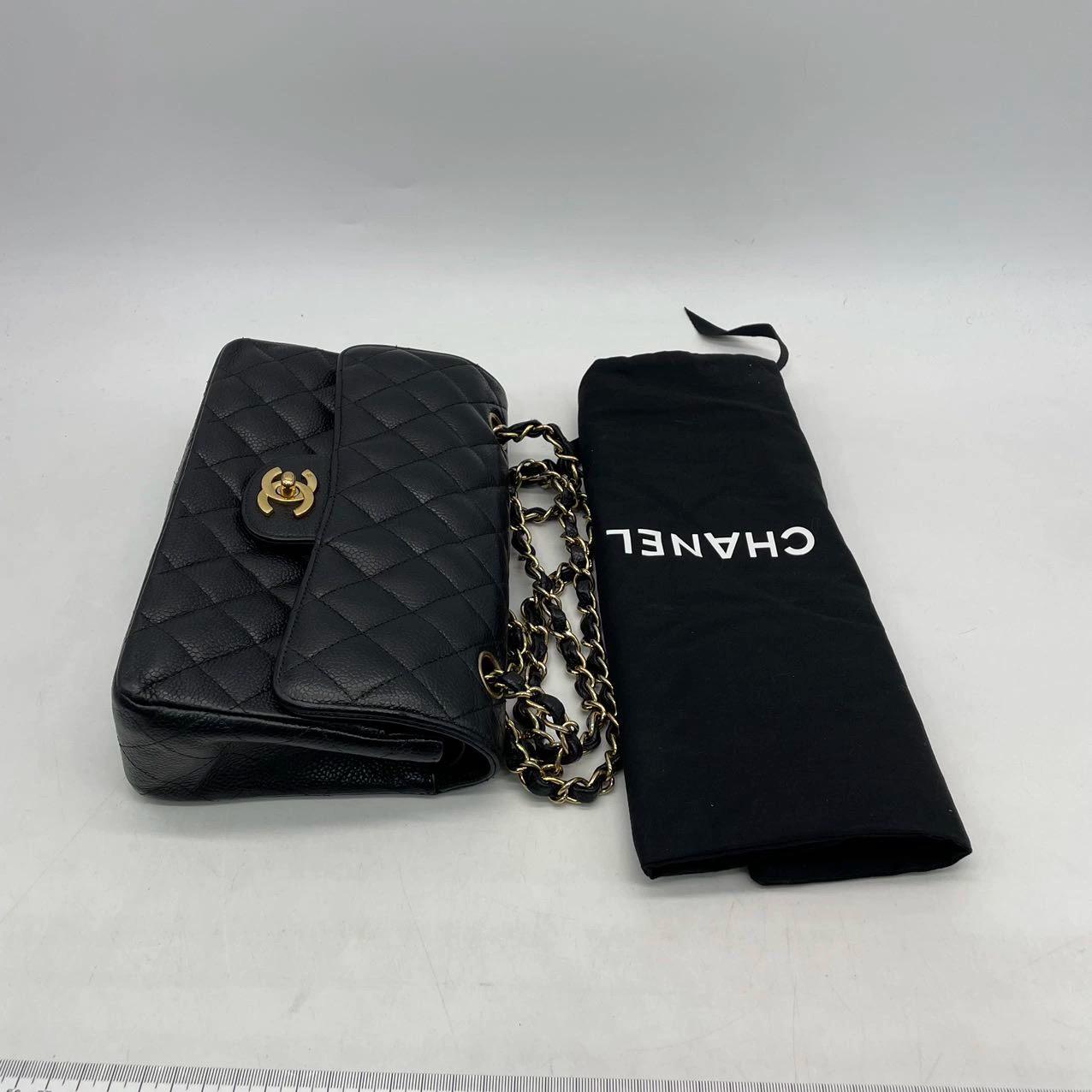 Chanel Classic Flap Small Black Caviar Leather with 24k Gold Hardware, 2004-2005 For Sale 13