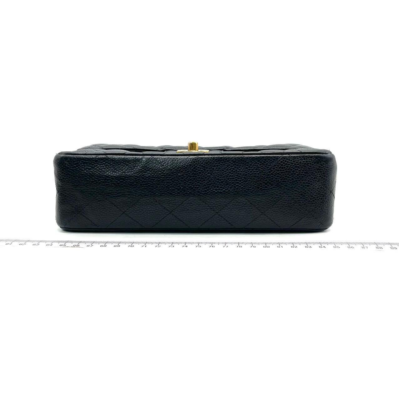 Chanel Classic Flap Small Black Caviar Leather with 24k Gold Hardware, 2004-2005 For Sale 1