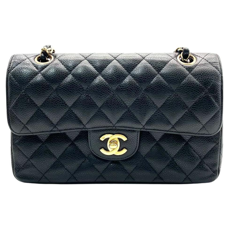 Chanel Classic Flap Small Black Caviar Leather with 24k Gold Hardware, 2004-2005 For Sale