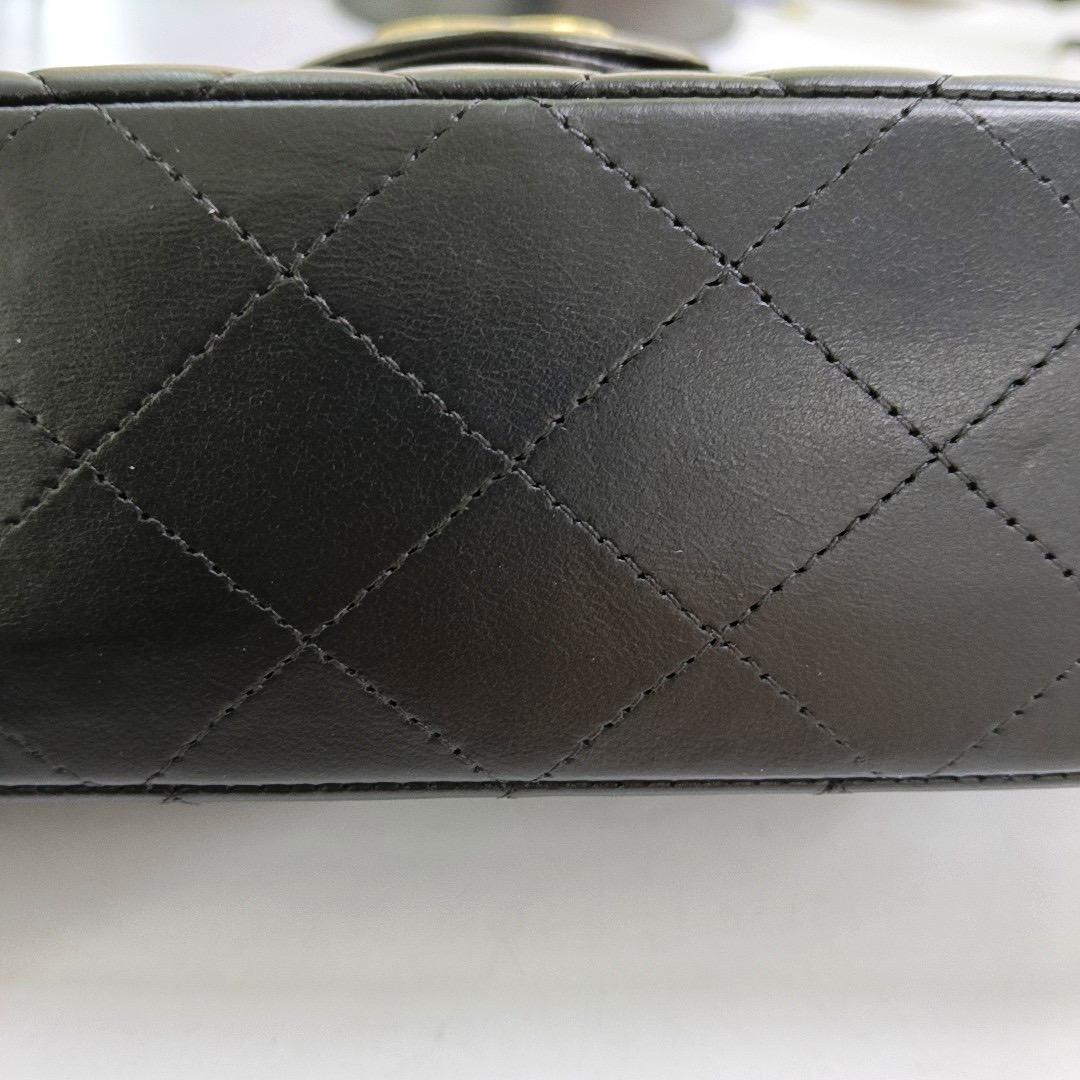 Chanel Classic Flap Small Black Lambskin Leather Gold Hardware For Sale 8
