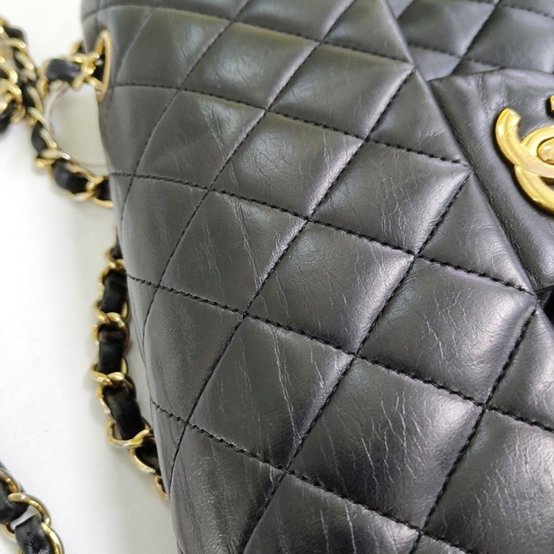 Chanel Classic Flap Small Black Lambskin Leather Gold Hardware For Sale 4
