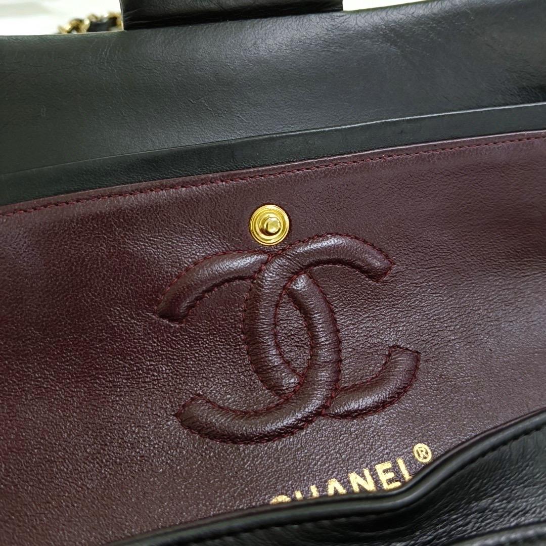 Chanel Classic Flap Small Black Lambskin Leather Gold Hardware For Sale 5