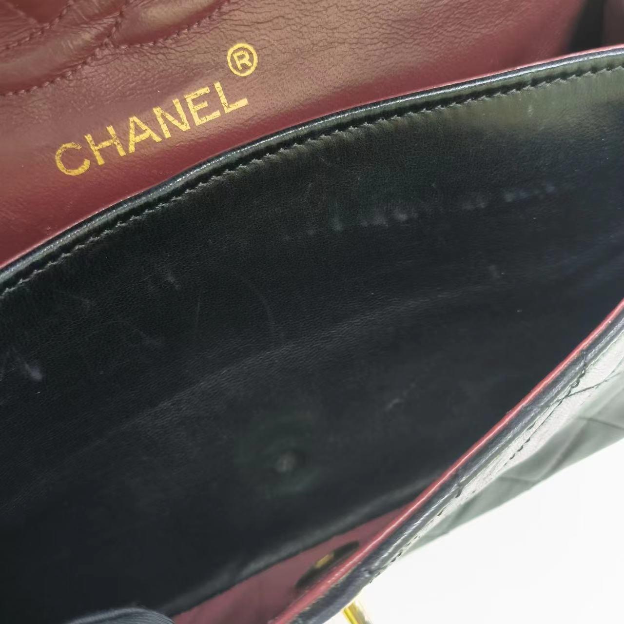 Chanel Classic Flap Small Black Lambskin Leather with 24k Gold Hardware For Sale 9