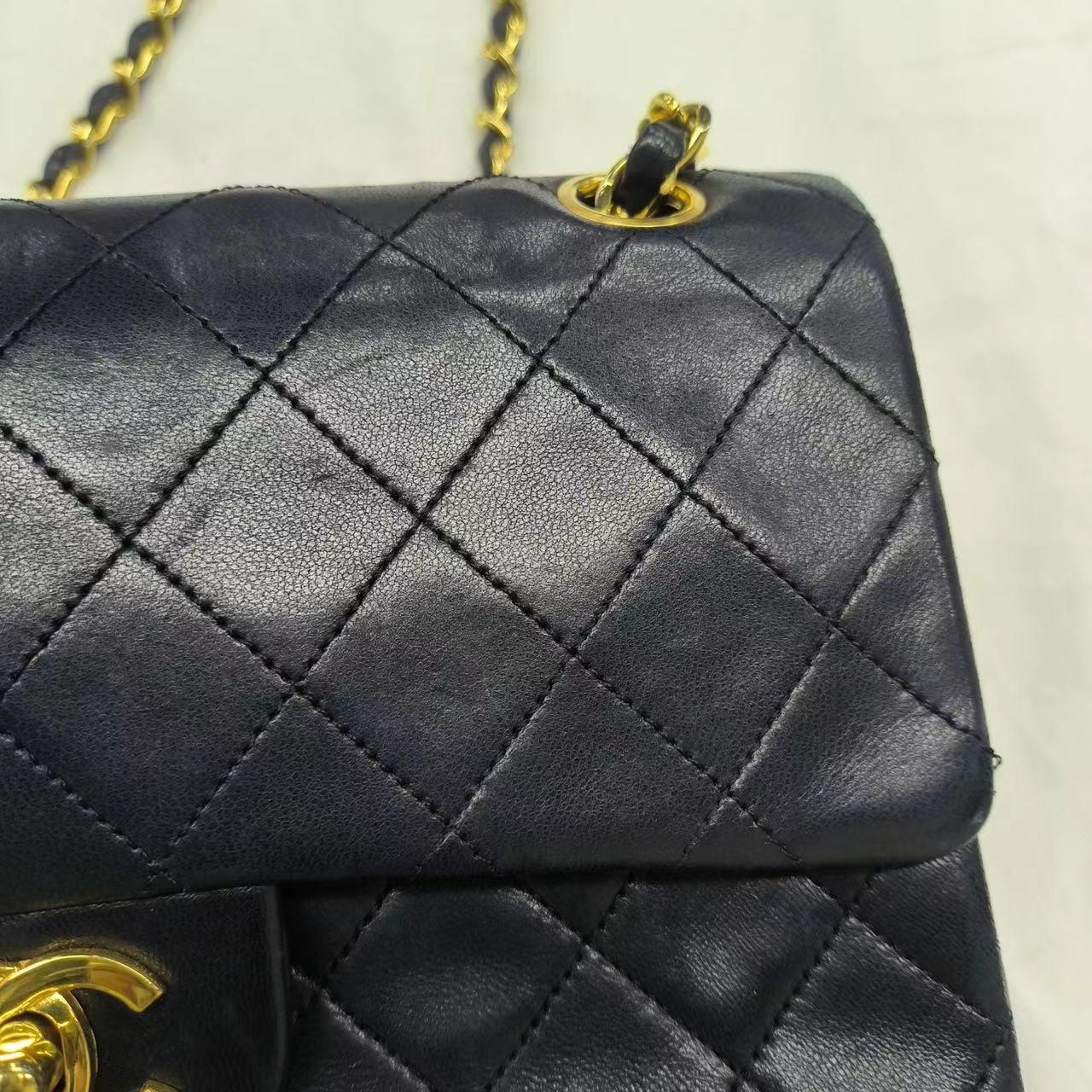 Chanel Classic Flap Small Black Lambskin Leather with 24k Gold Hardware For Sale 14