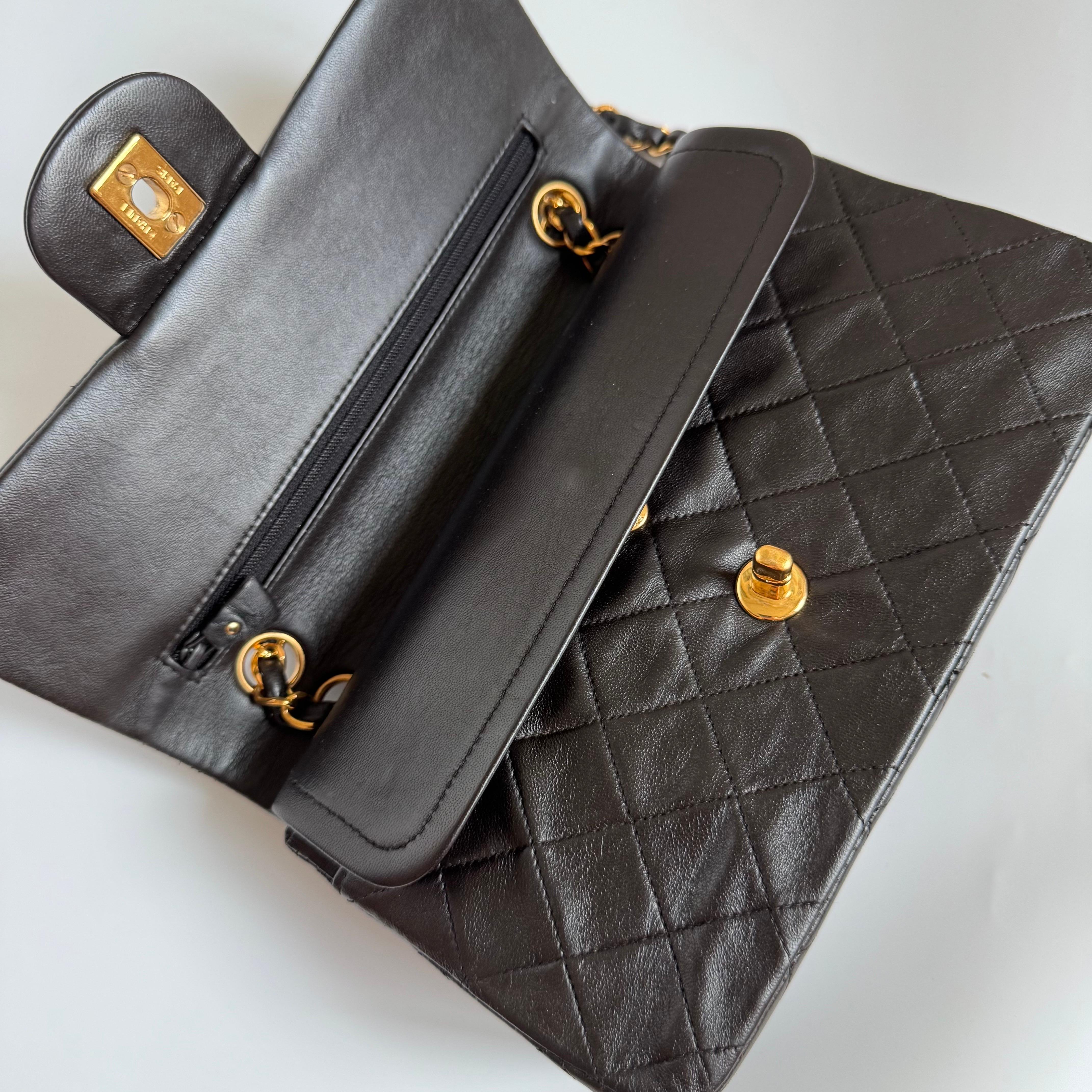Chanel Classic Flap Small Dark Chocolate Brown Lambskin Leather with 24k GHW For Sale 10