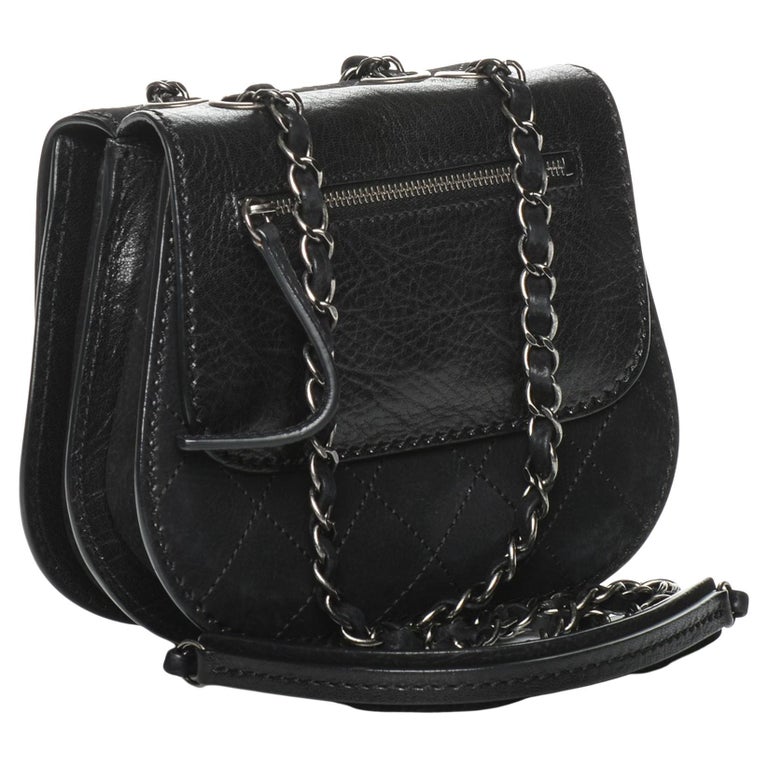 Chanel Rare 2013 Dallas Classic Flap Small Mini Quilted Saddle Black Nubuck  Bag For Sale at 1stDibs