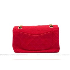Chanel Classic Flap Small Red Fabric Double Flap Vintage 24k Gold Hardware