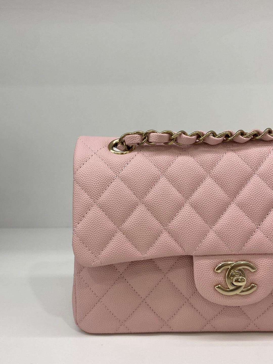 Chanel Classic Flap Small Soft Pink CGHW In Excellent Condition For Sale In Double Bay, AU