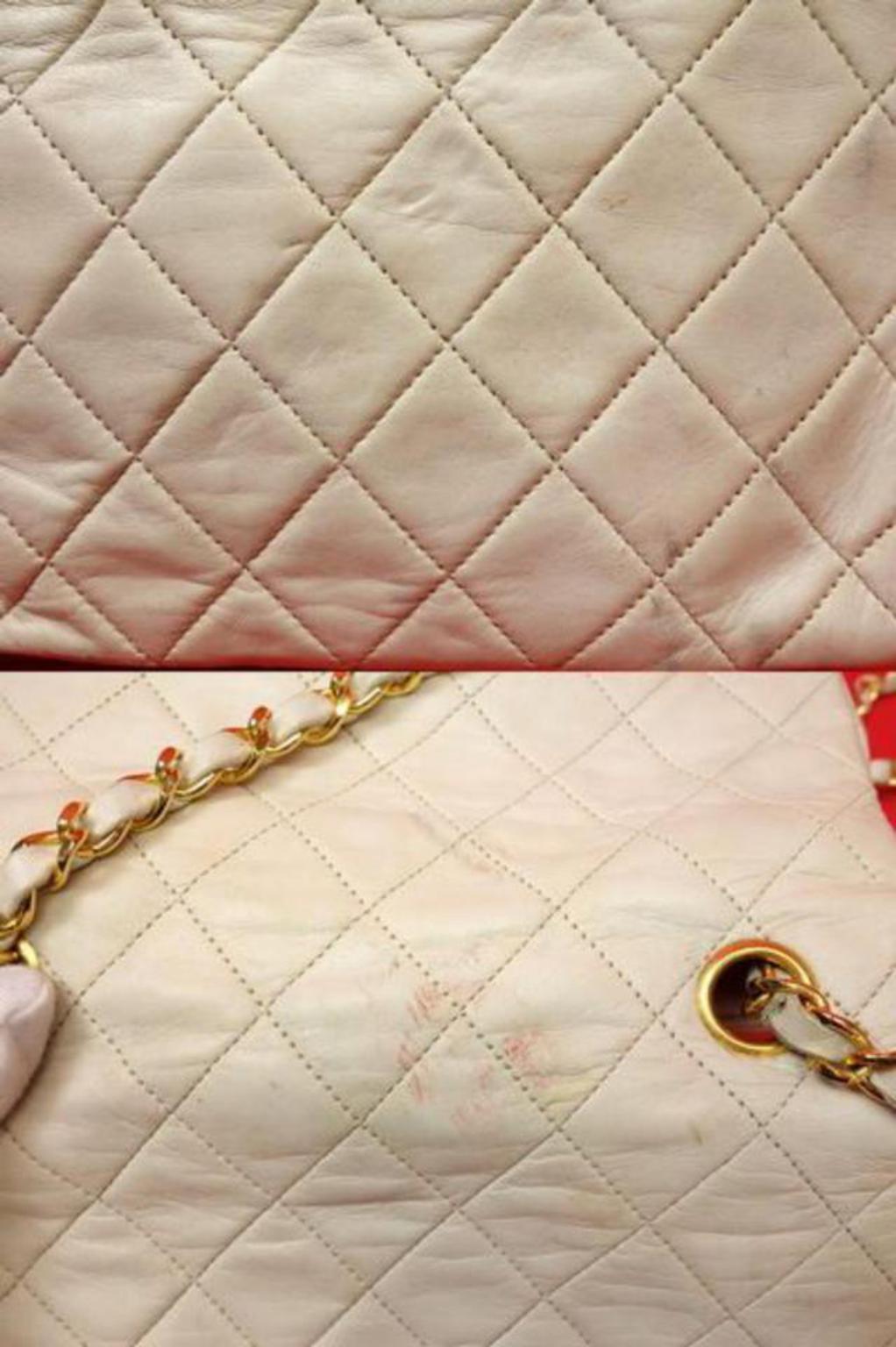 Chanel Classic Flap Small Square 224316 White Leather Shoulder Bag For Sale 6