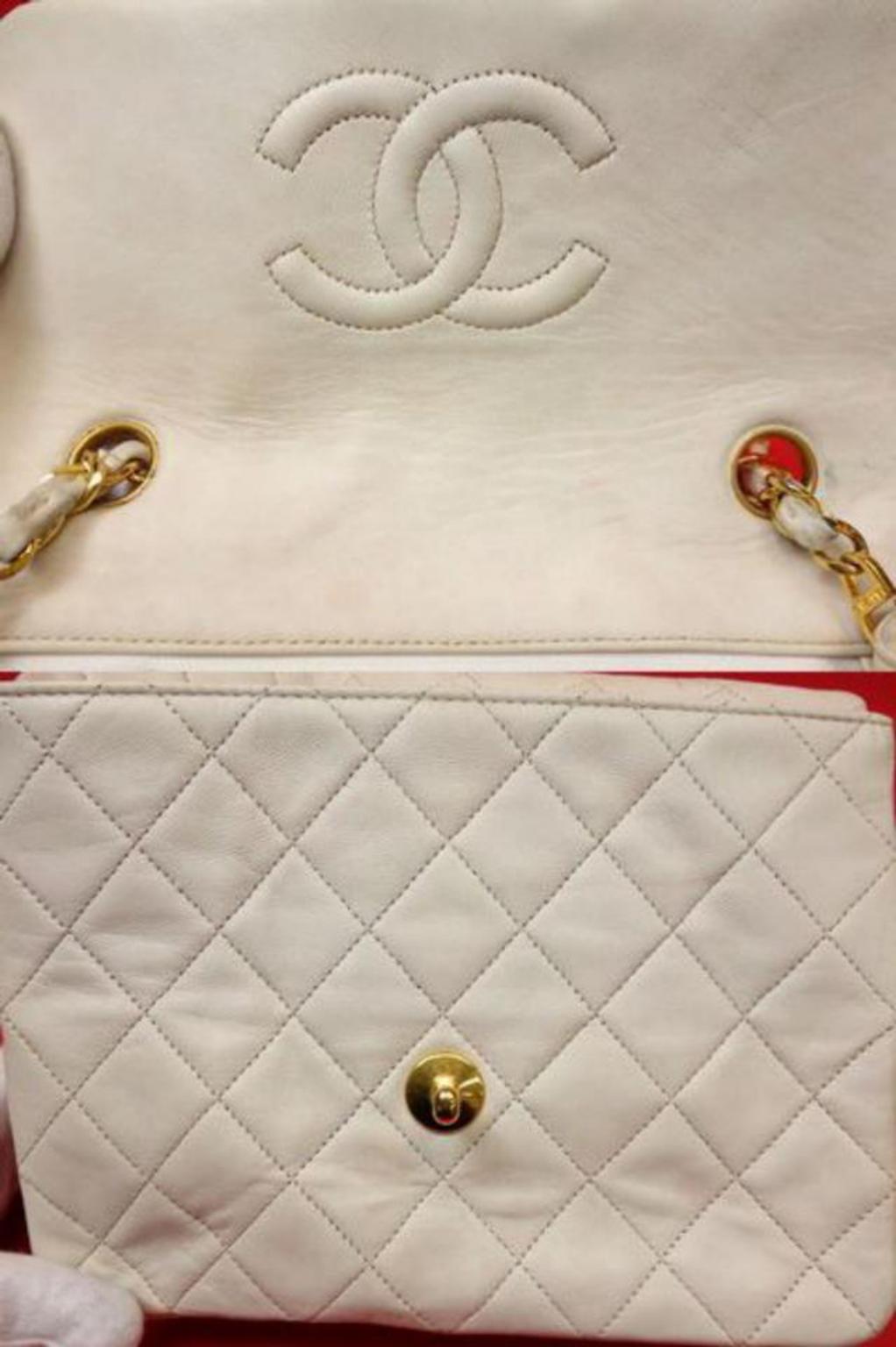 Chanel Classic Flap Small Square 224316 White Leather Shoulder Bag For Sale 1