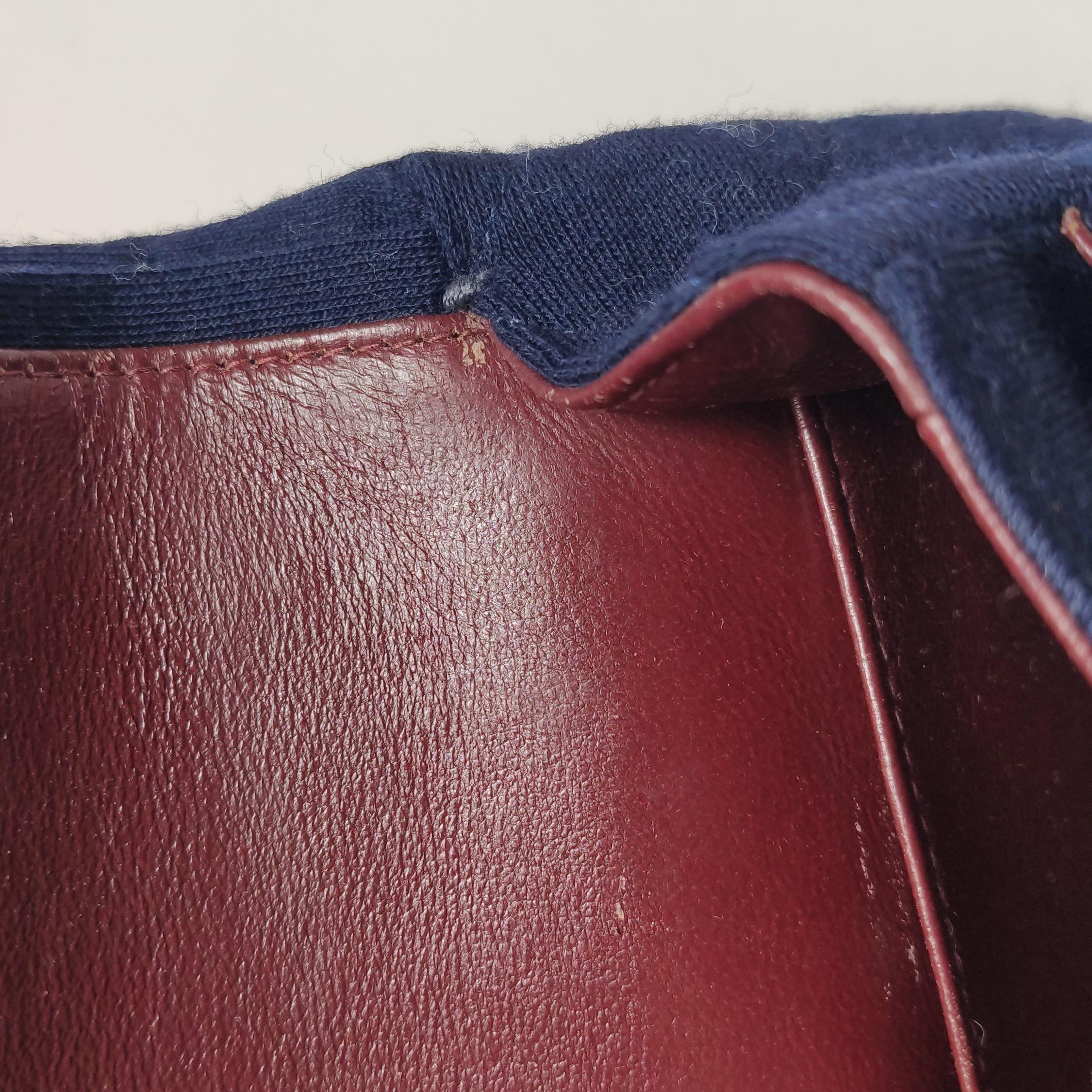 Chanel Classic Flap Small Vintage Navy Fabric 24k Gold Hardware Chain Strap For Sale 6