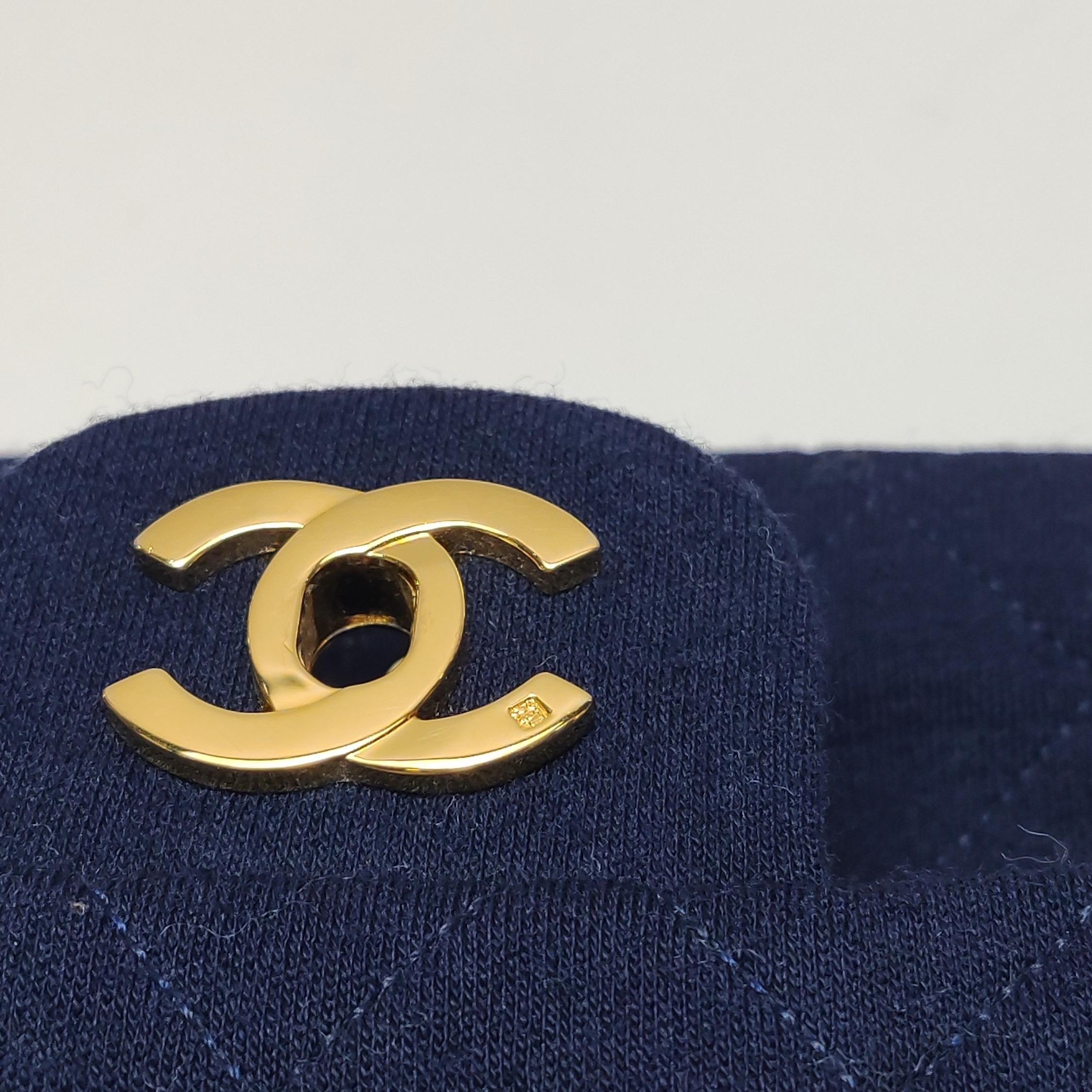 Chanel Classic Flap Small Vintage Navy Fabric 24k Gold Hardware Chain Strap For Sale 7
