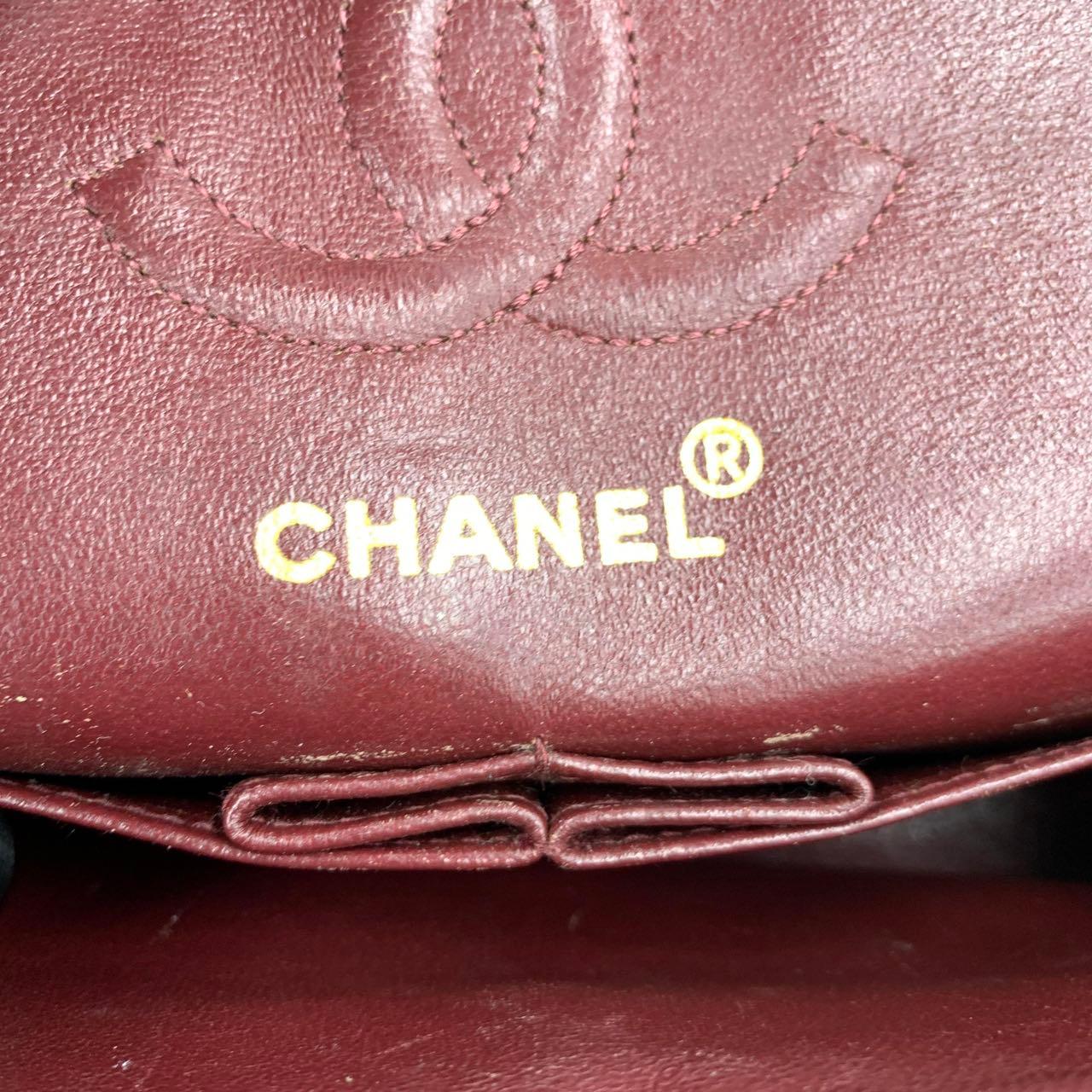 Chanel Classic Flap Small Vintage Navy Fabric 24k Gold Hardware Chain Strap im Angebot 14