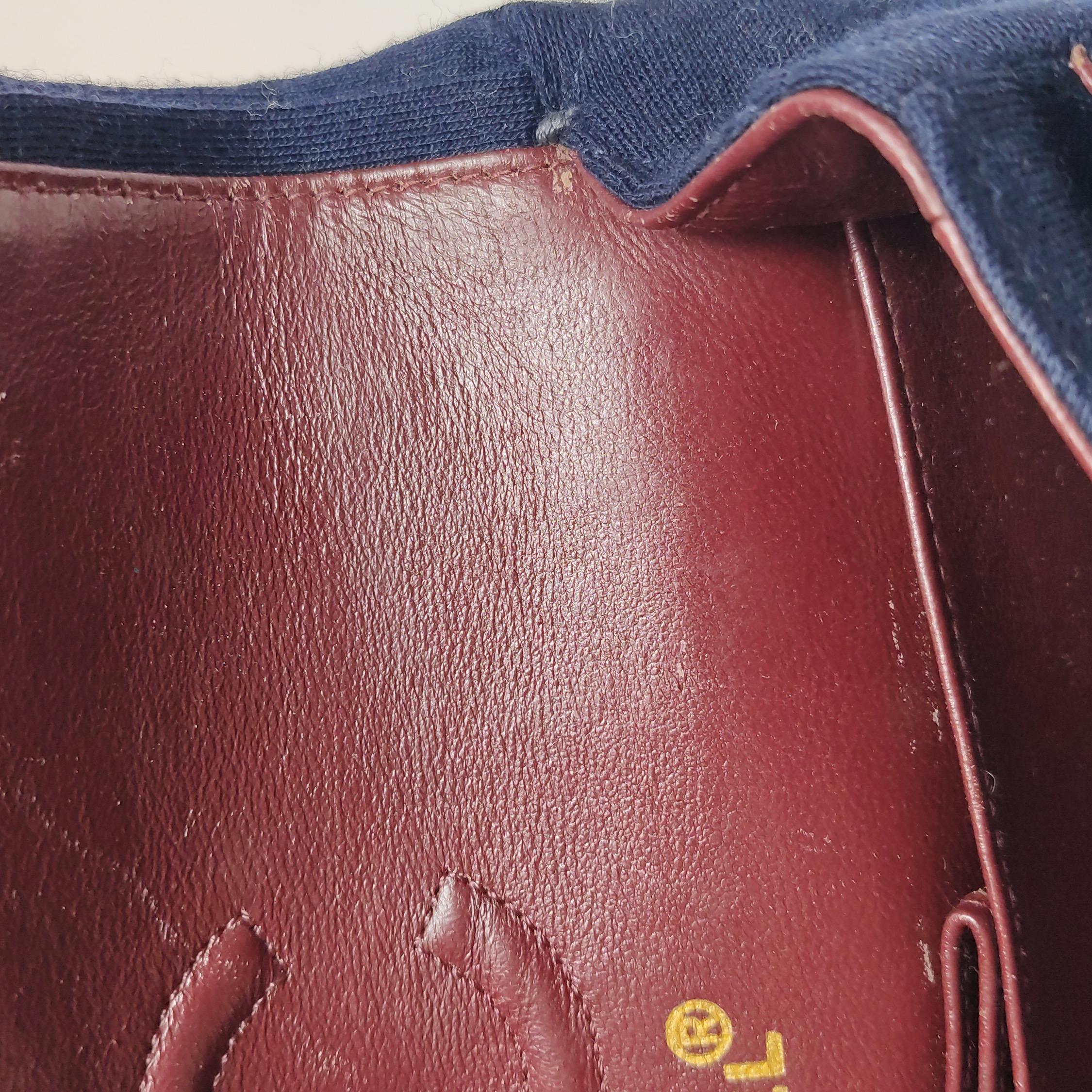 Chanel Classic Flap Small Vintage Navy Fabric 24k Gold Hardware Chain Strap For Sale 3