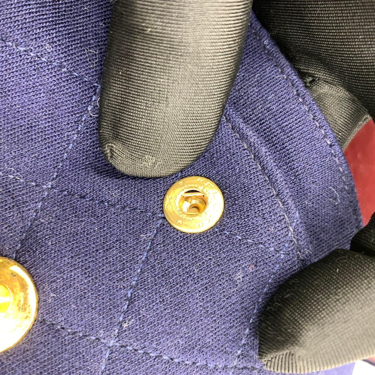 Chanel Classic Flap Small Vintage Navy Fabric 24k Gold Hardware Chain Strap im Angebot 3