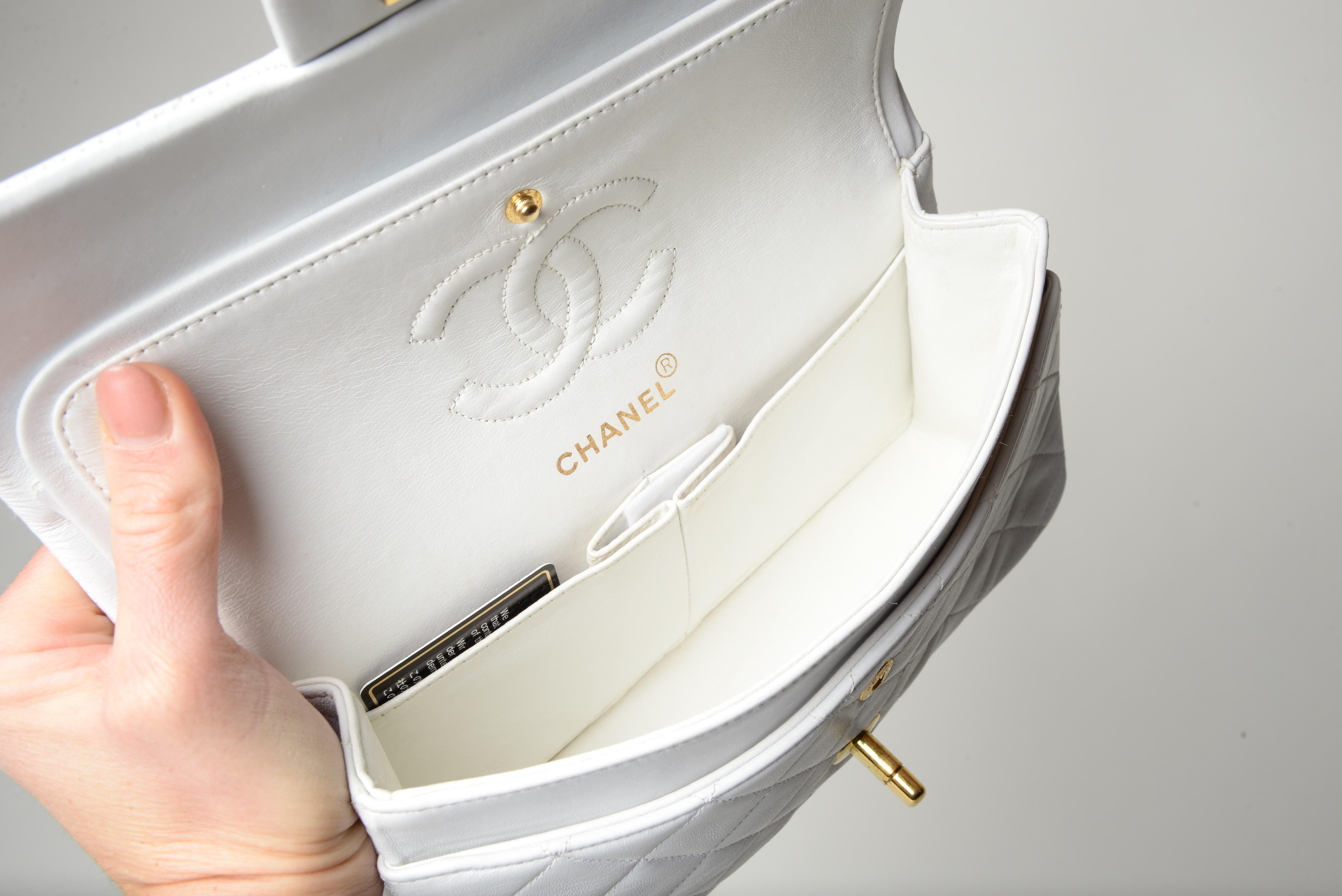 Chanel Classic Flap Small White Lambskin  5