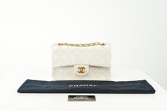 Chanel Classic Flap Small White Lambskin Gold Vintage