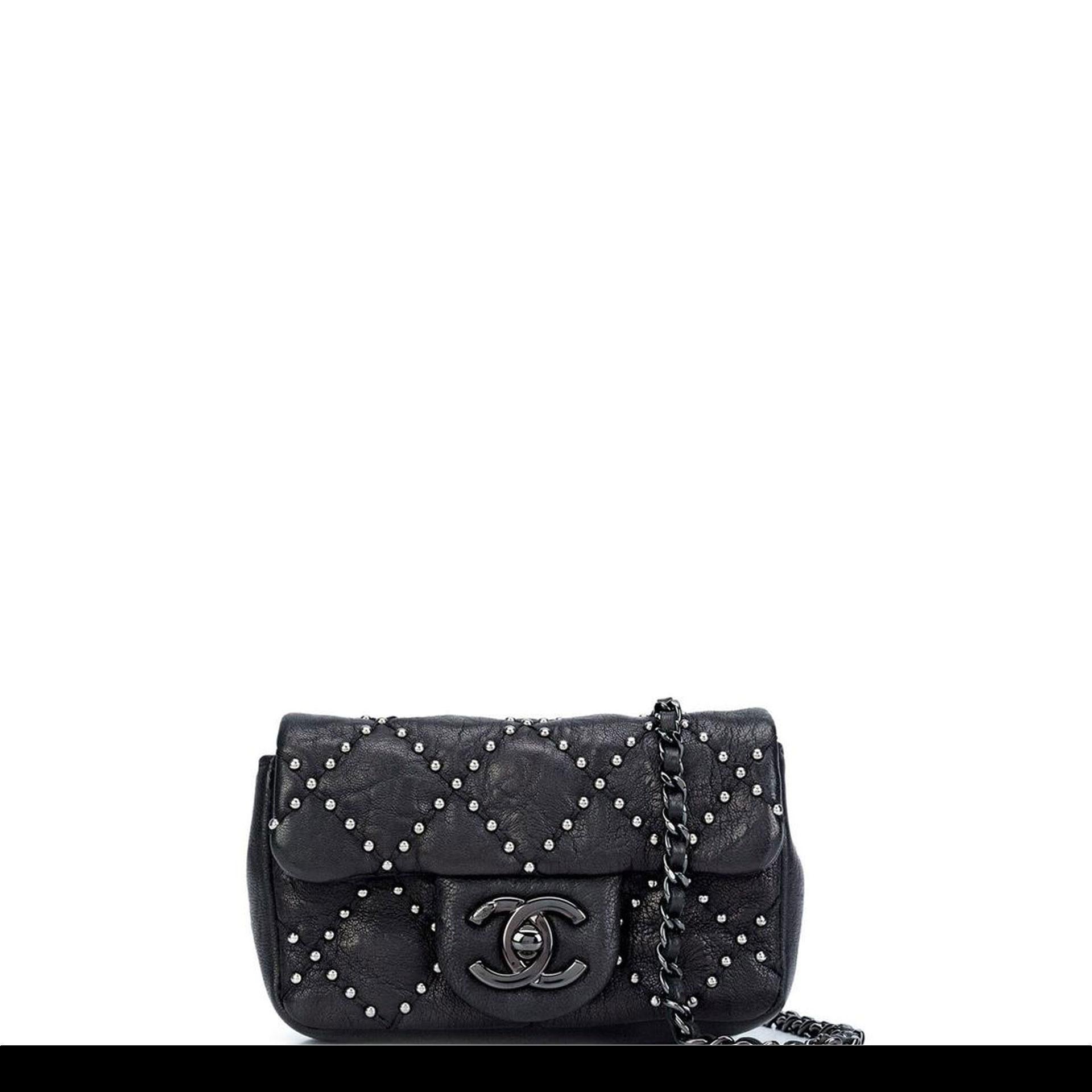 Chanel Classic Flap So Studded Mini Dallas Black Leather Cross Body Bag For Sale 4