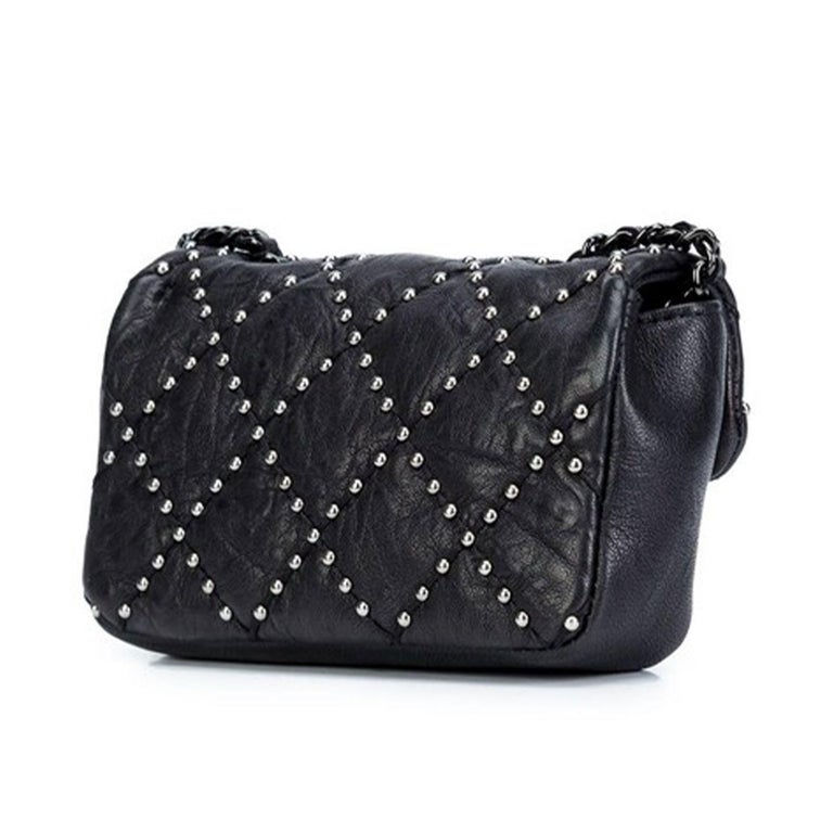 Chanel Classic Flap So Studded Mini Dallas Black Leather Cross Body Bag ...